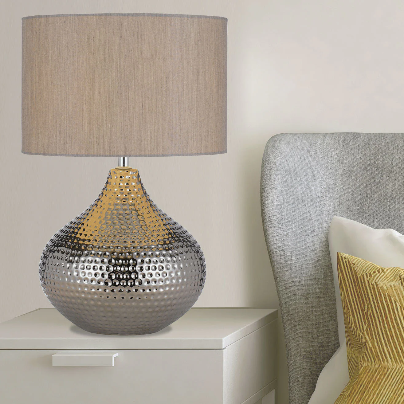 Telbix Hanoi Ceramic Table Lamp Silver - Image 2