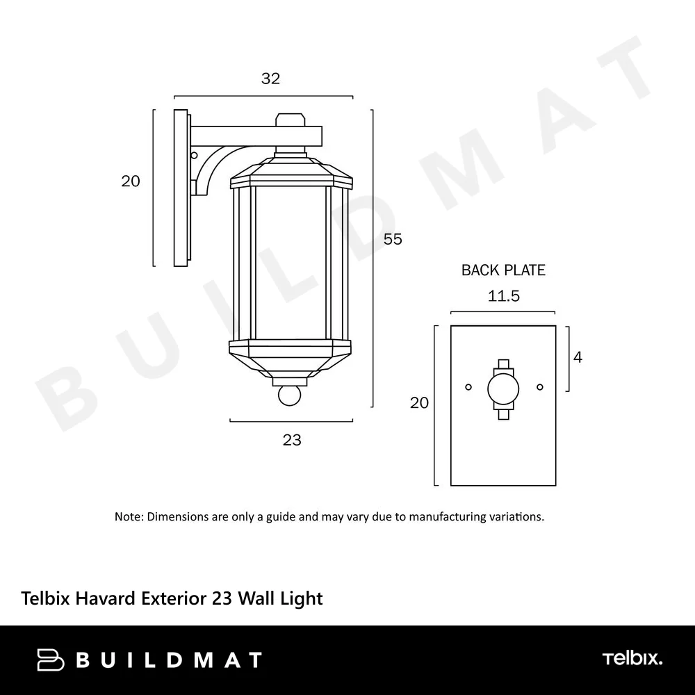 Telbix Havard Exterior 23 Wall Light Black - Image 4