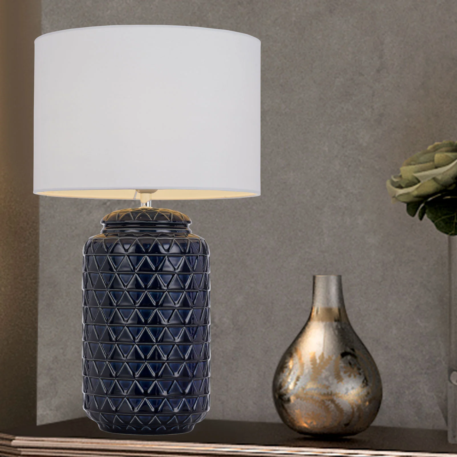 Telbix Heshi Ceramic Table Lamp Blue - Image 2
