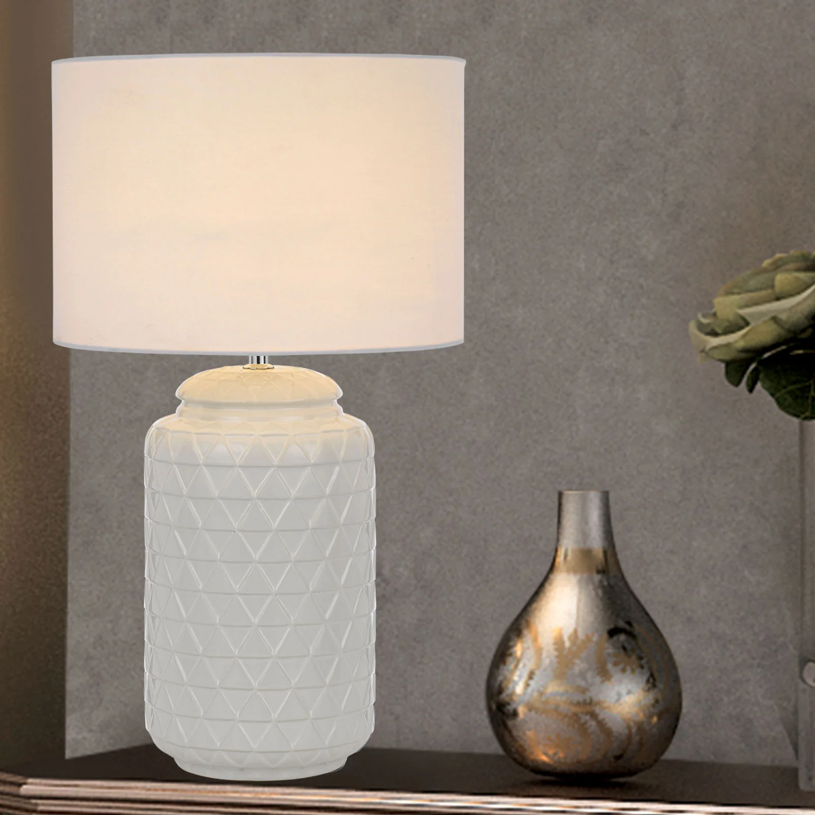 Telbix Heshi Ceramic Table Lamp White - Image 2