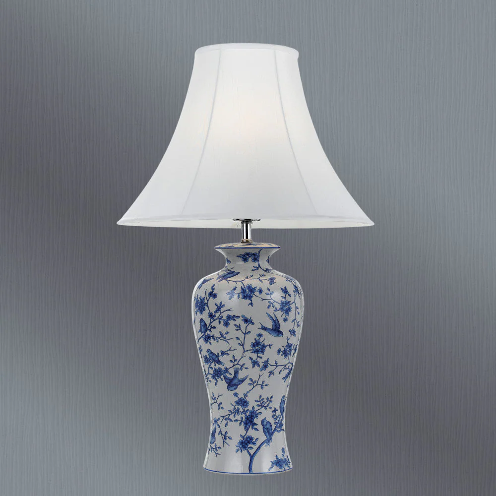 Telbix Hulong Ceramic Table Lamp Blue Flower - Image 2
