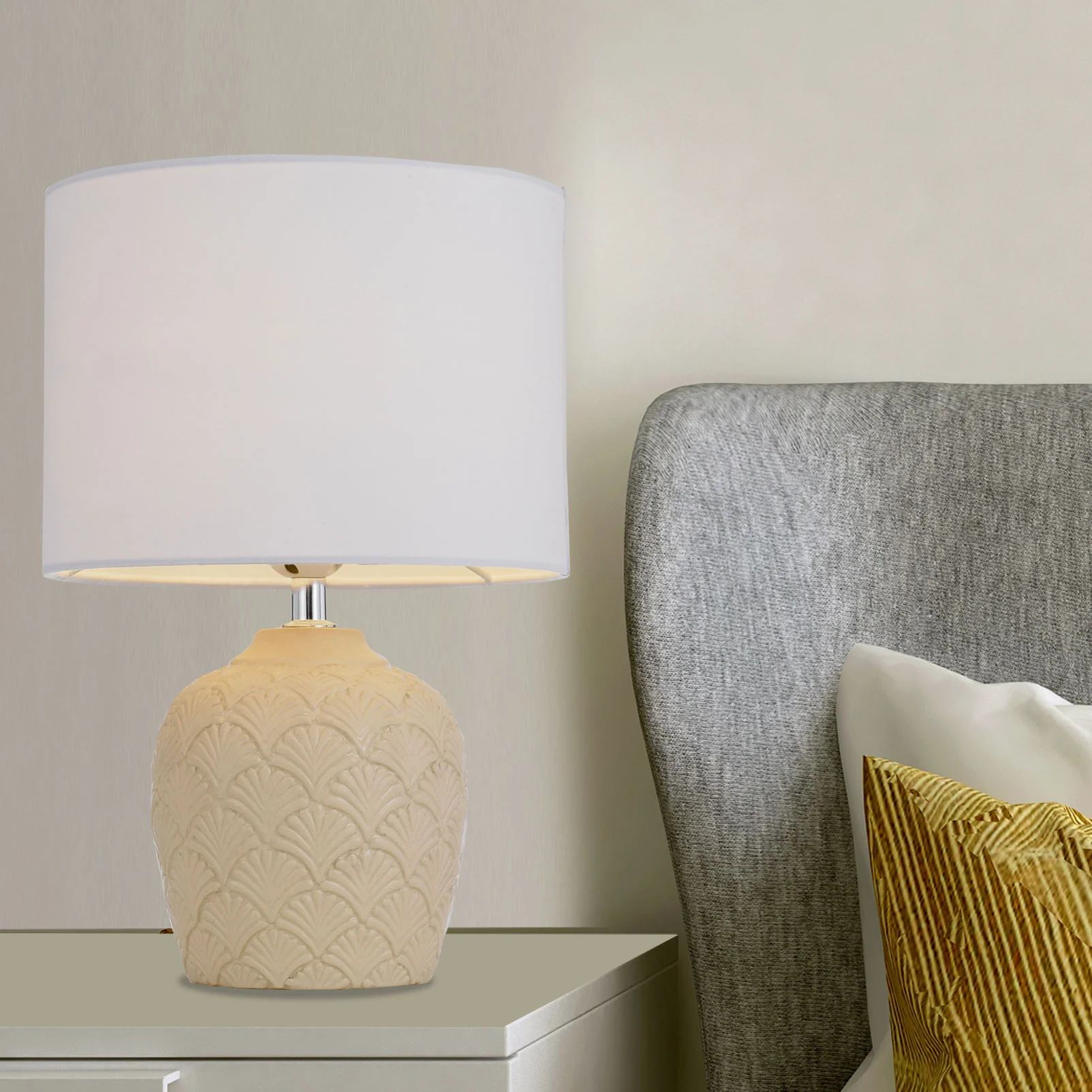 Telbix Indo Ceramic Table Lamp Cream - Image 2
