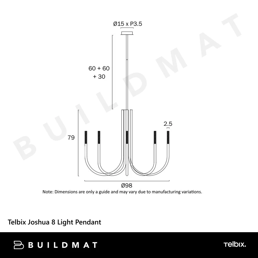 Telbix Joshua 8 Light Pendant Black - Image 6