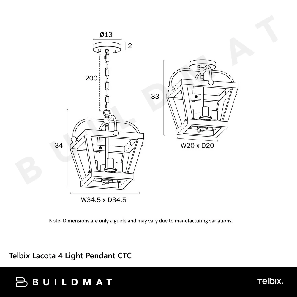 Telbix Lacota 4 Light Pendant CTC Black - Image 7