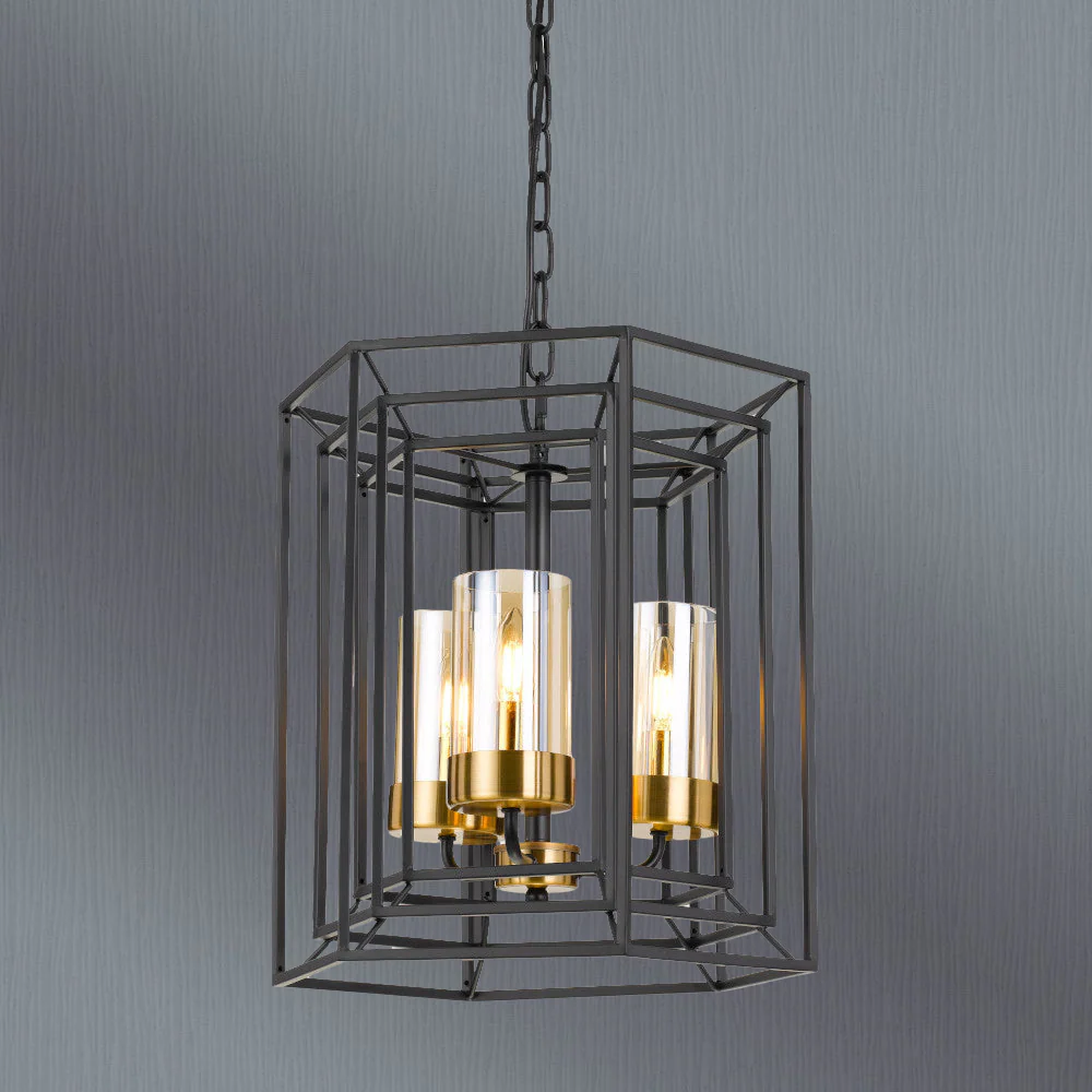 Telbix Lane 3 Lights Pendant Black Antique Brass - Image 2