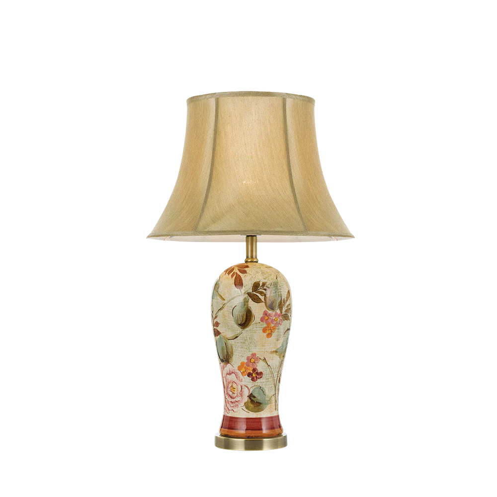 Telbix Lantau Ceramic Table Lamp Flower Gold