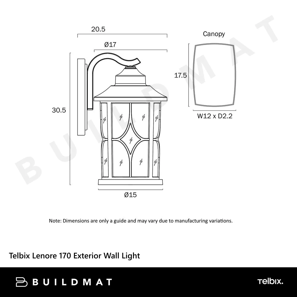 Telbix Lenore 170 Exterior Wall Light Black - Image 5