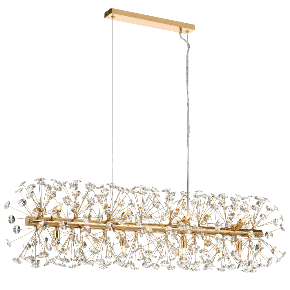 Telbix Lerida 12 Light Rectangular Pendant Gold