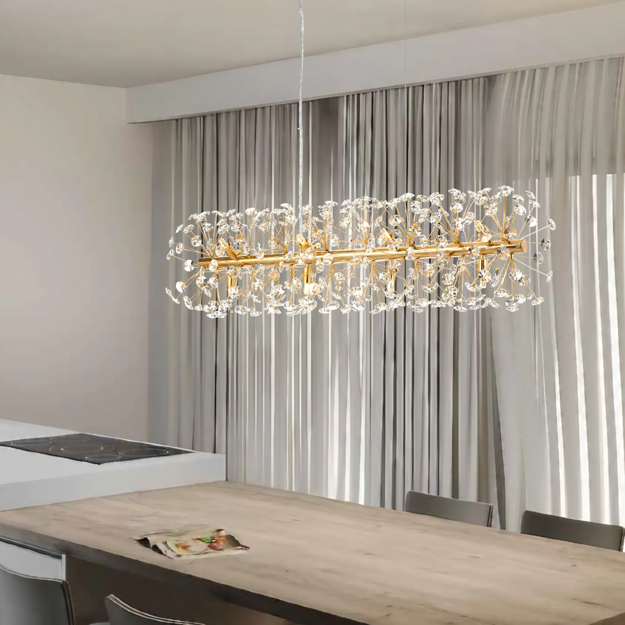 Telbix Lerida 12 Light Rectangular Pendant Gold - Image 2