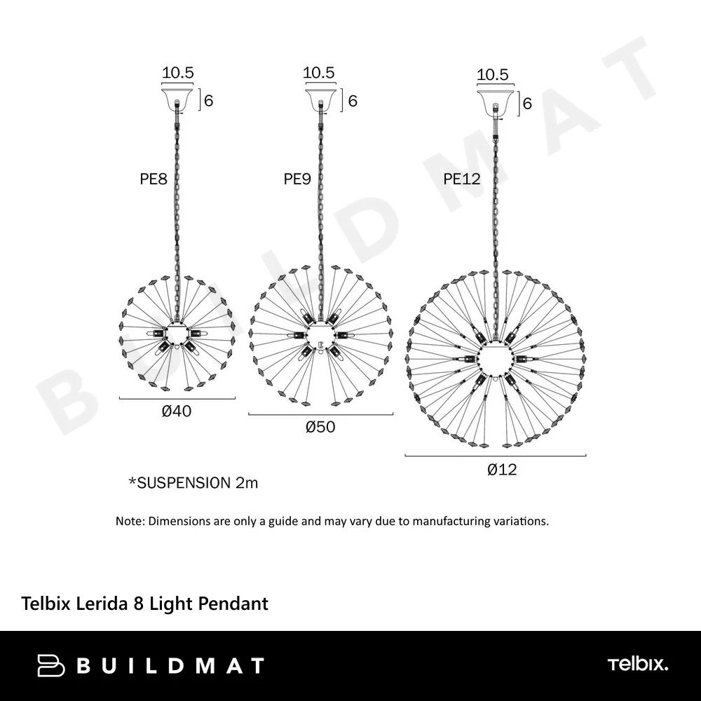 Telbix Lerida 9 Light Round Pendant Chrome - Image 4