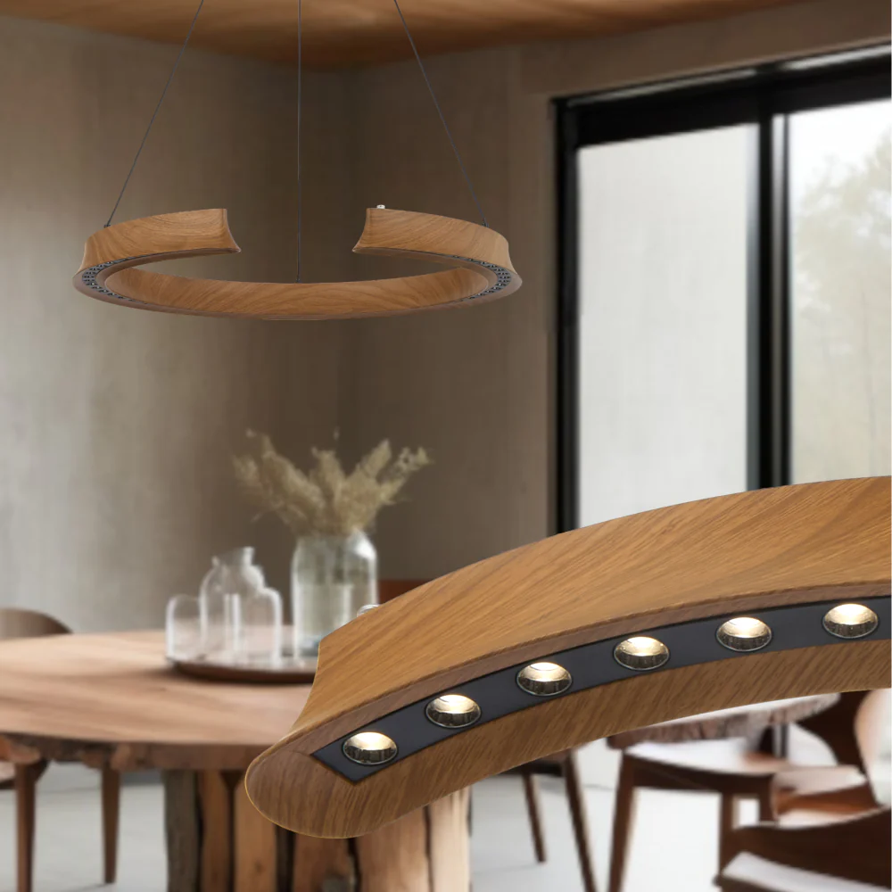 Telbix Lucid Round Pendant Wood - Image 2