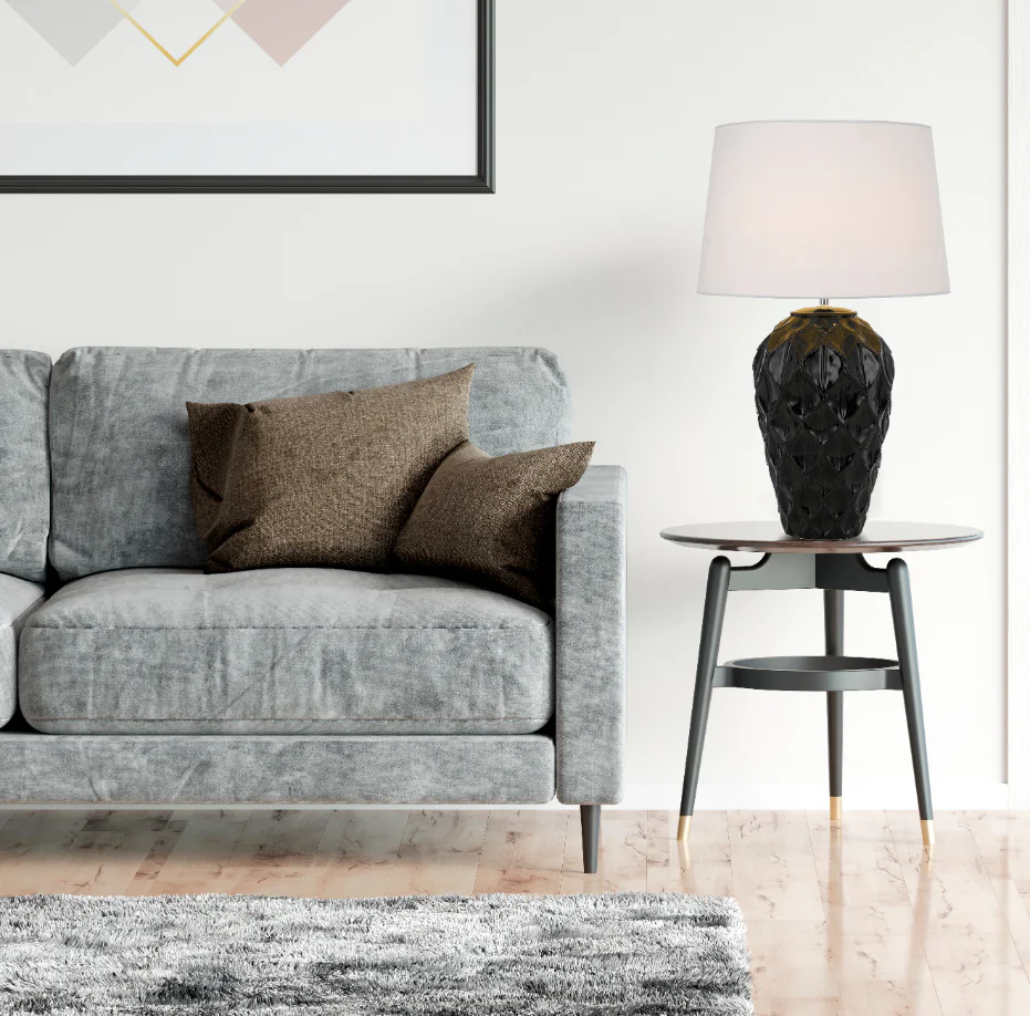 Telbix Madrid Ceramic Table Lamp Black - Image 2