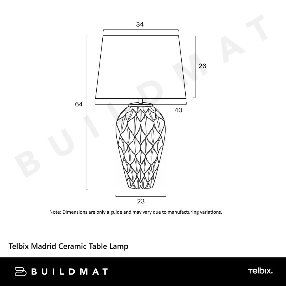 Telbix Madrid Ceramic Table Lamp Black - Image 4