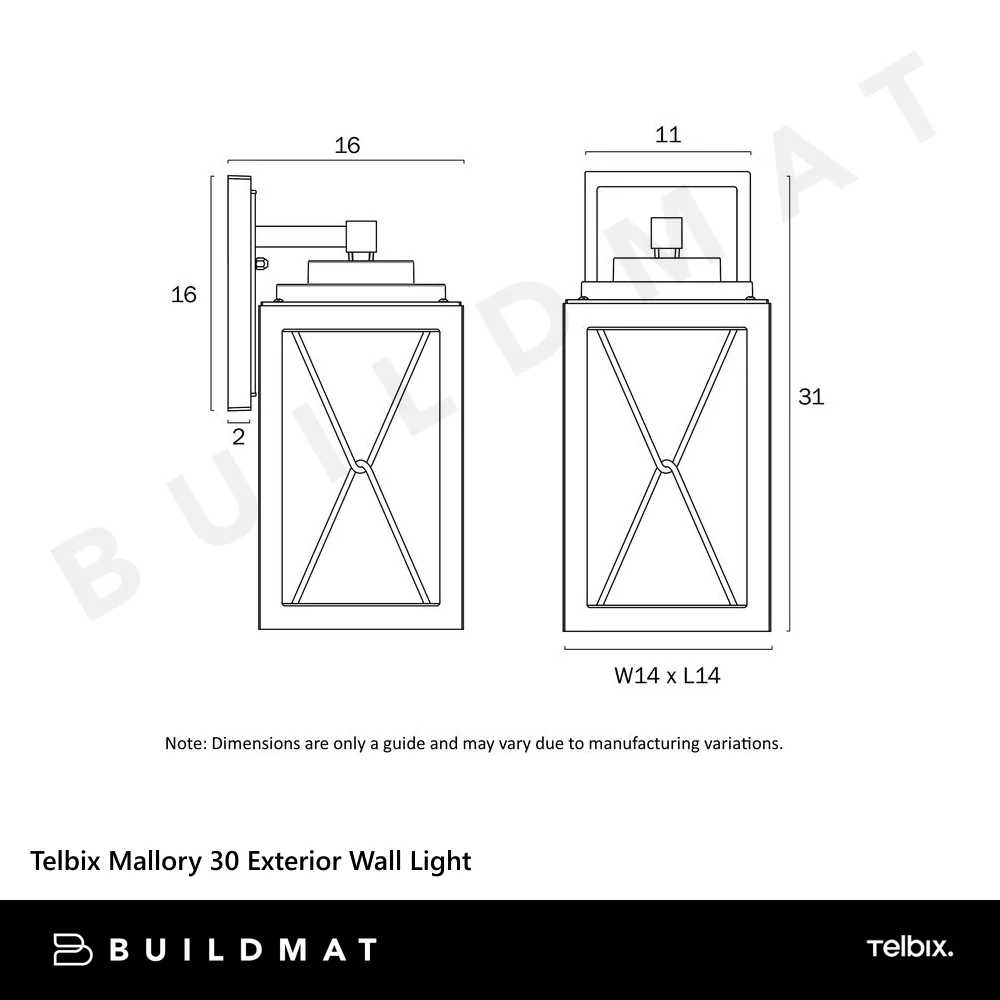 Telbix Mallory 30 Exterior Wall Light Black - Image 5