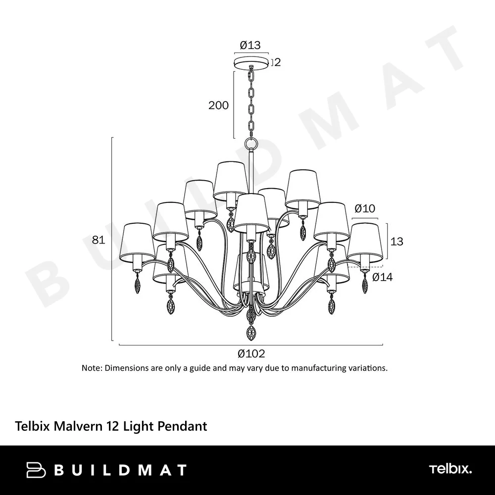 Telbix Malvern 12 Light Pendant Antique Silver - Image 6