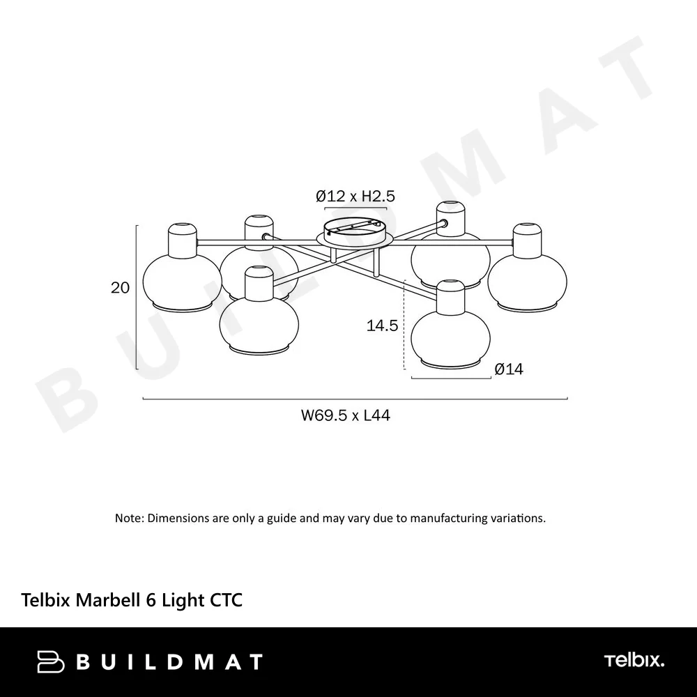Telbix Marbell 6 Light CTC Antique Brass - Image 5