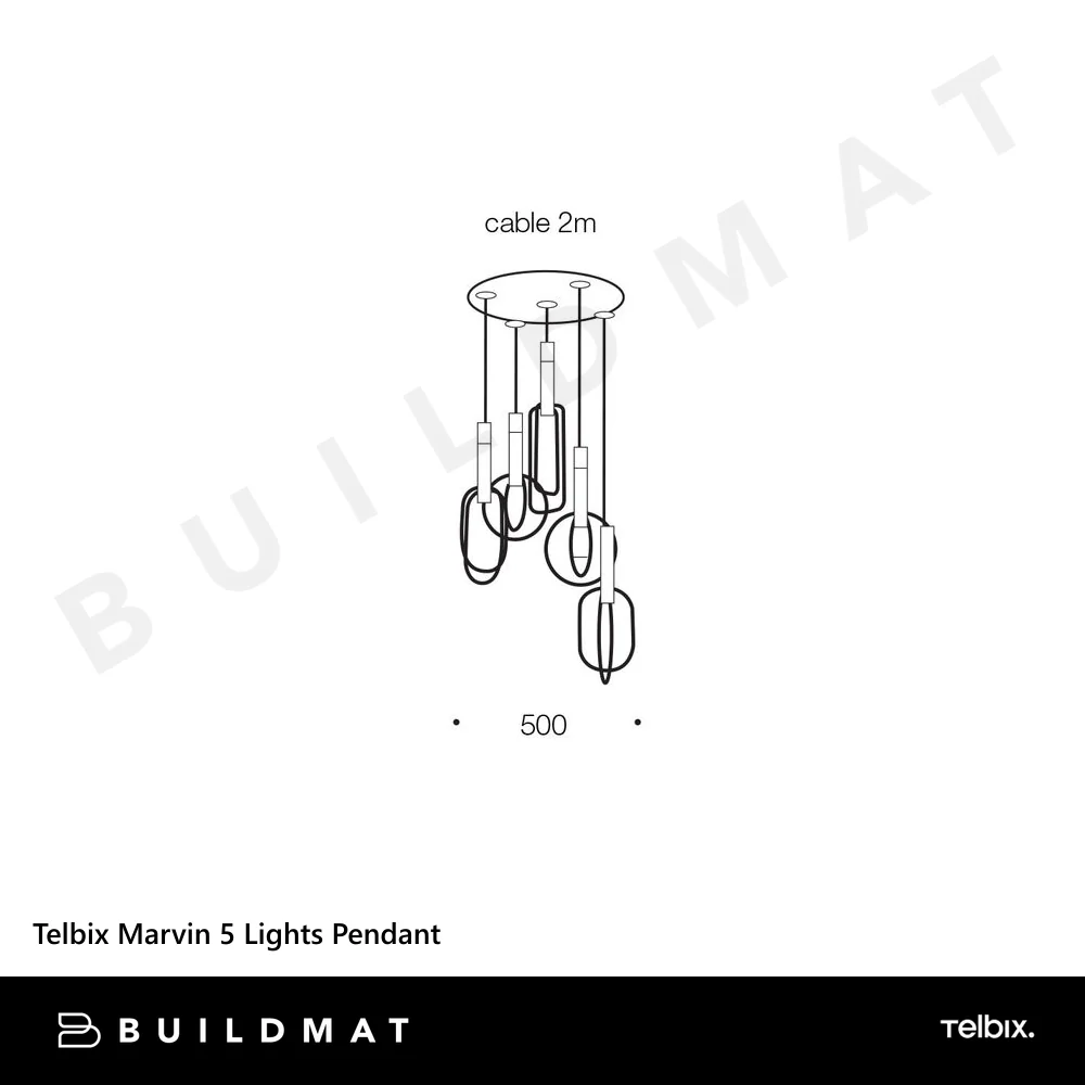 Telbix Marvin 5 Lights Pendant Black Gold - Image 4