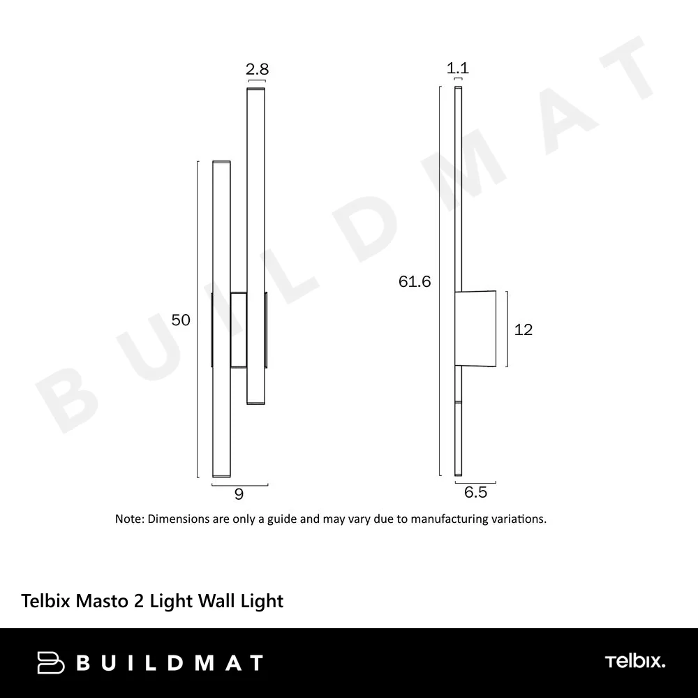 Telbix Masto 2 Light Wall Light White - Image 5