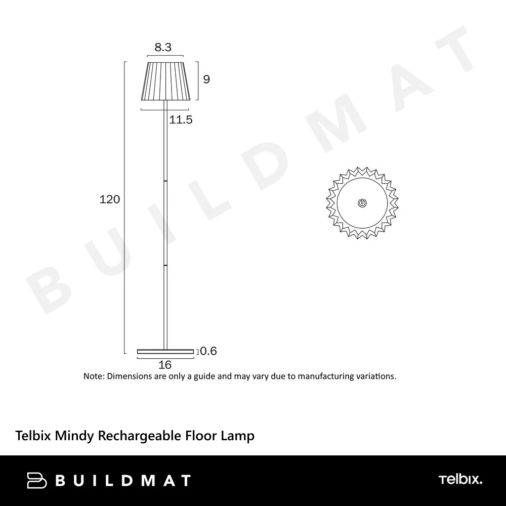 Telbix Mindy Rechargeable Floor Lamp Black - Image 6