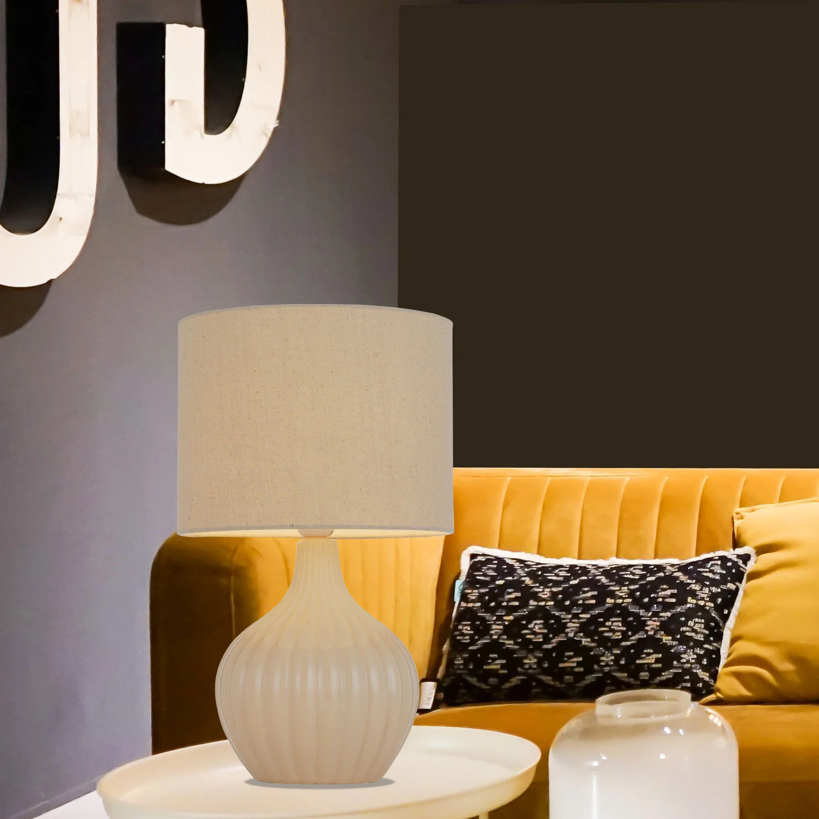 Telbix Nord Ceramic Table Lamp Cream - Image 2