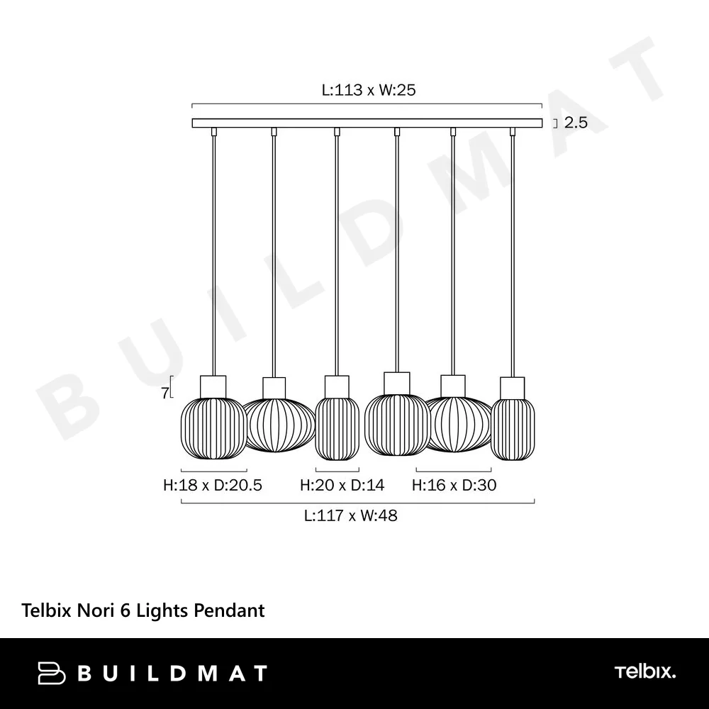 Telbix Nori 6 Lights Pendant Black Opal Matt - Image 4