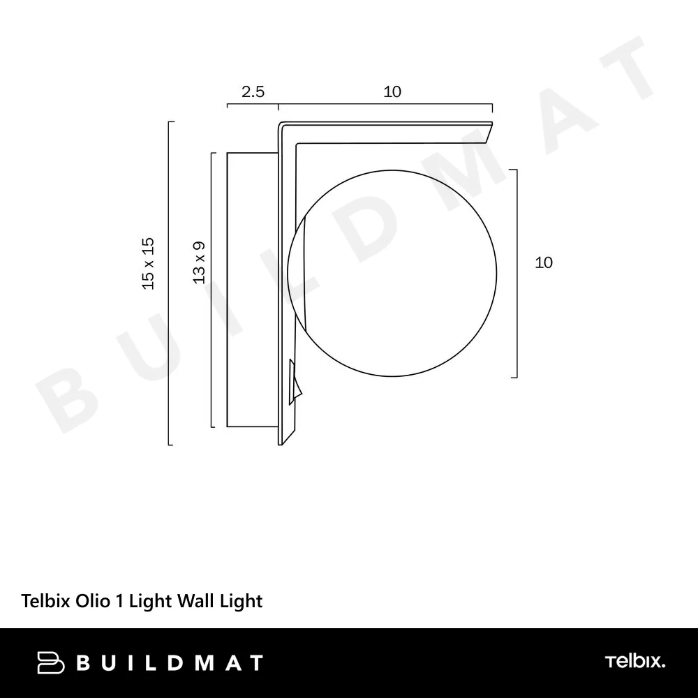 Telbix Olio 1 Light Wall Light Black - Image 4