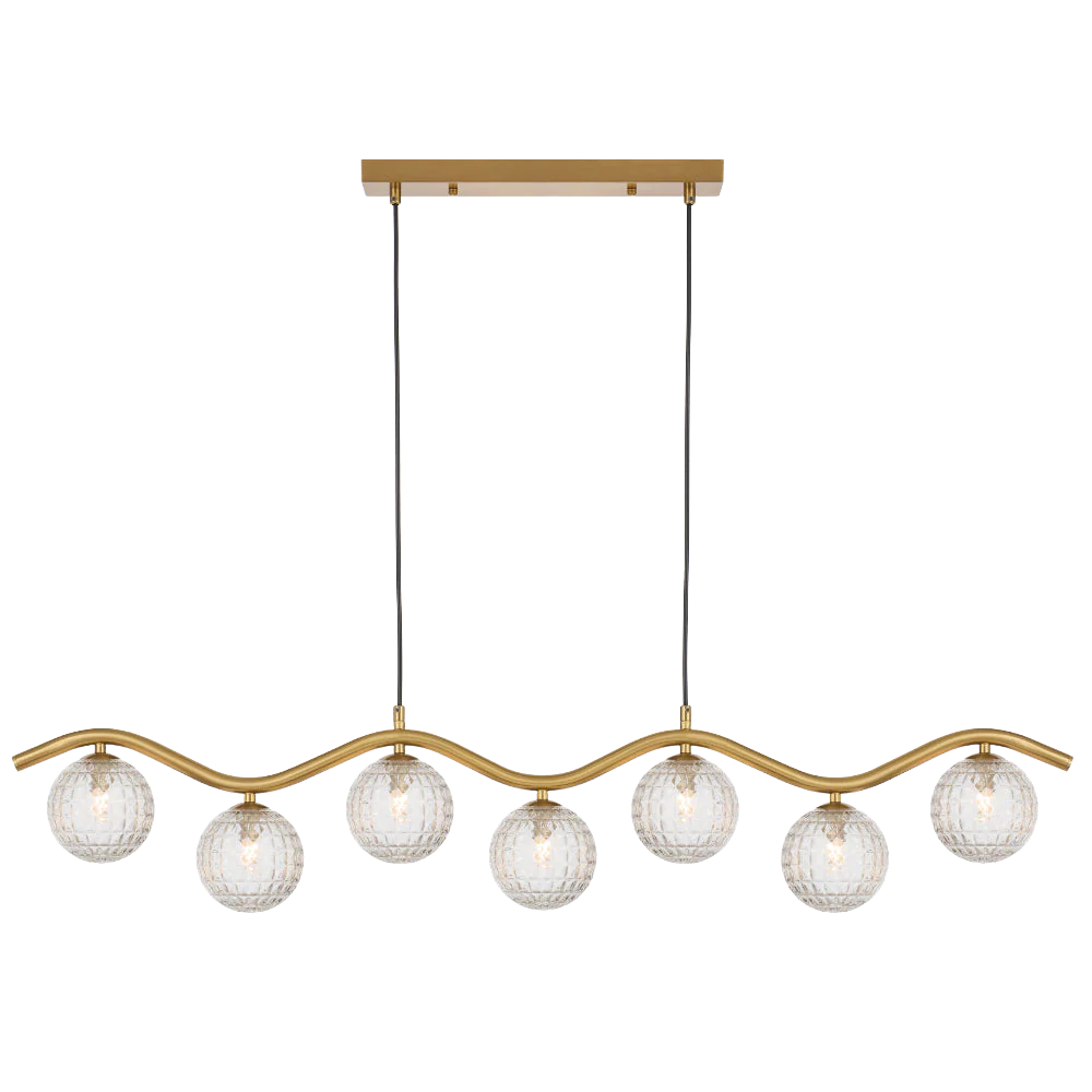 Telbix Orton 7 Light Pendant Antique Gold Clear Prism - Image 3