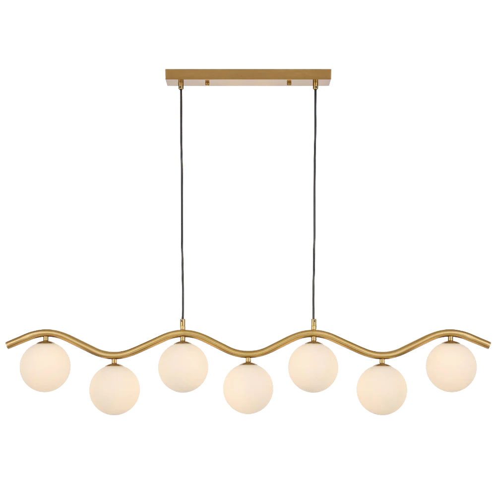 Telbix Orton 7 Light Pendant Antique Gold Opal Matt - Image 3