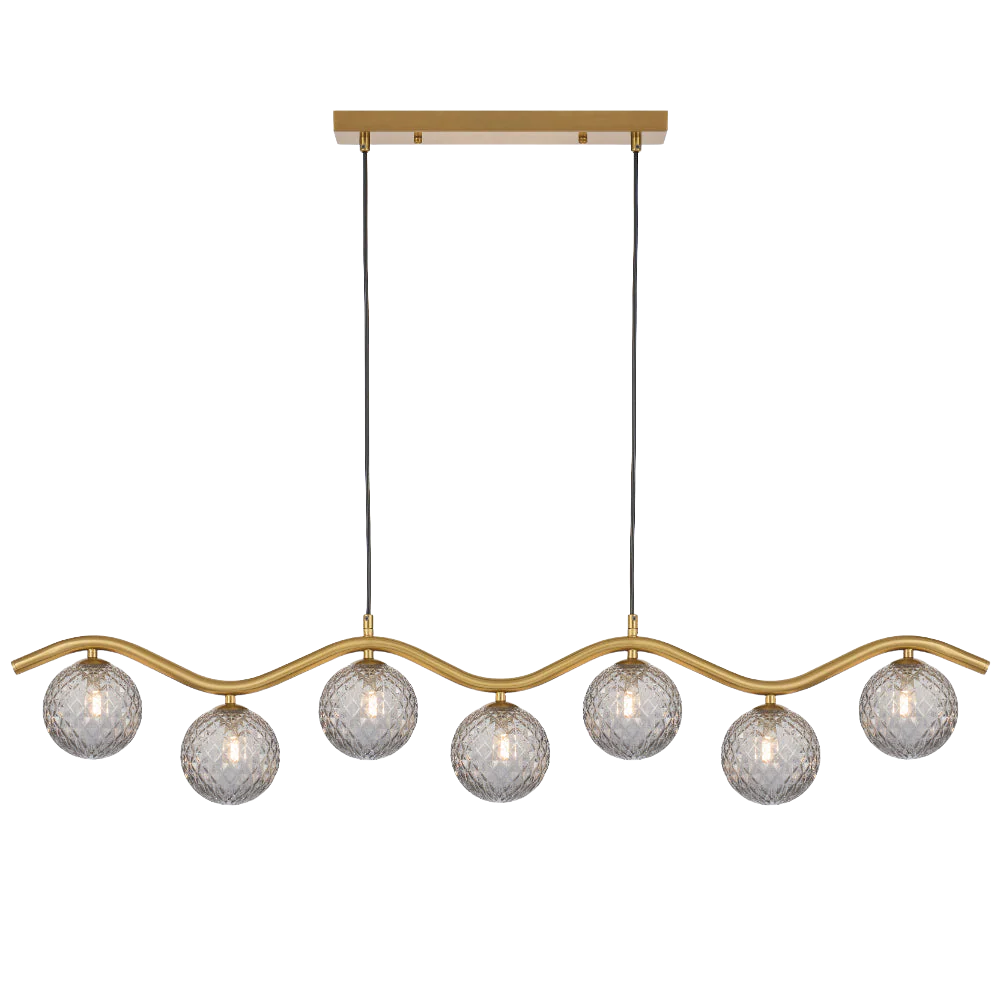 Telbix Orton 7 Light Pendant Antique Gold Smoke Tear - Image 3