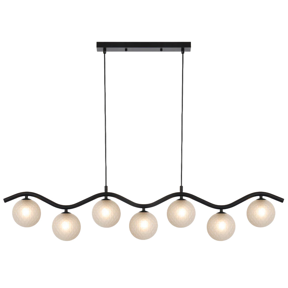 Telbix Orton 7 Light Pendant Black Frost Tear