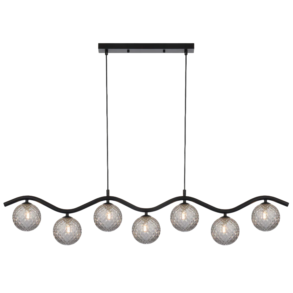 Telbix Orton 7 Light Pendant Black Smoke Tear - Image 3