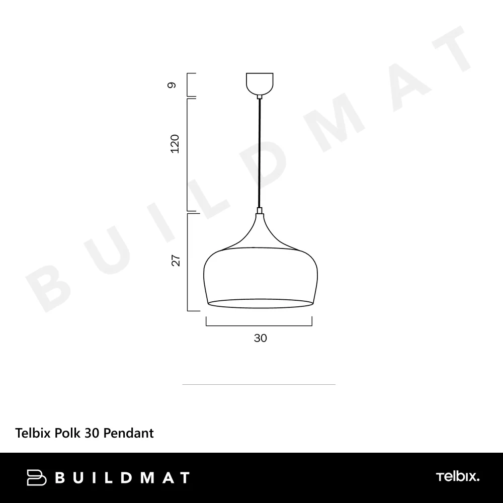 Telbix Polk 30 Pendant White Brushed - Image 4