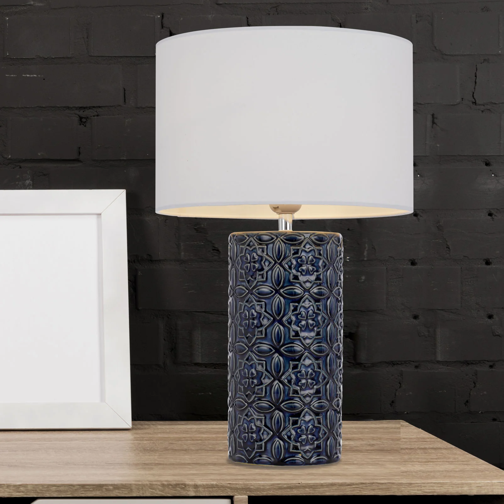 Telbix Rodos Ceramic Table Lamp Blue White - Image 4