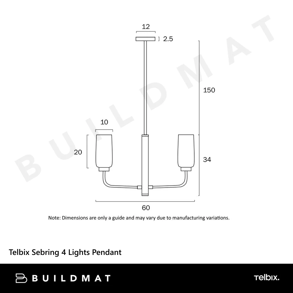 Telbix Sebring 4 Lights Pendant Black Opal Matt - Image 4