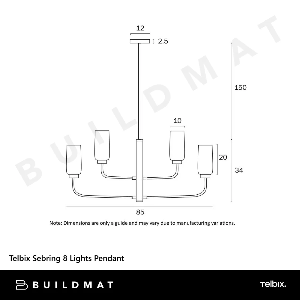 Telbix Sebring 8 Lights Pendant Black Opal Matt - Image 4