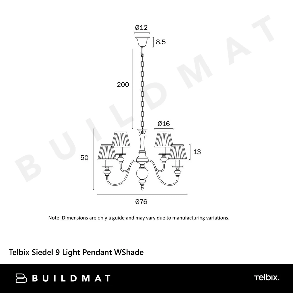 Telbix Siedel 9 Light Pendant With Shade Copper - Image 4