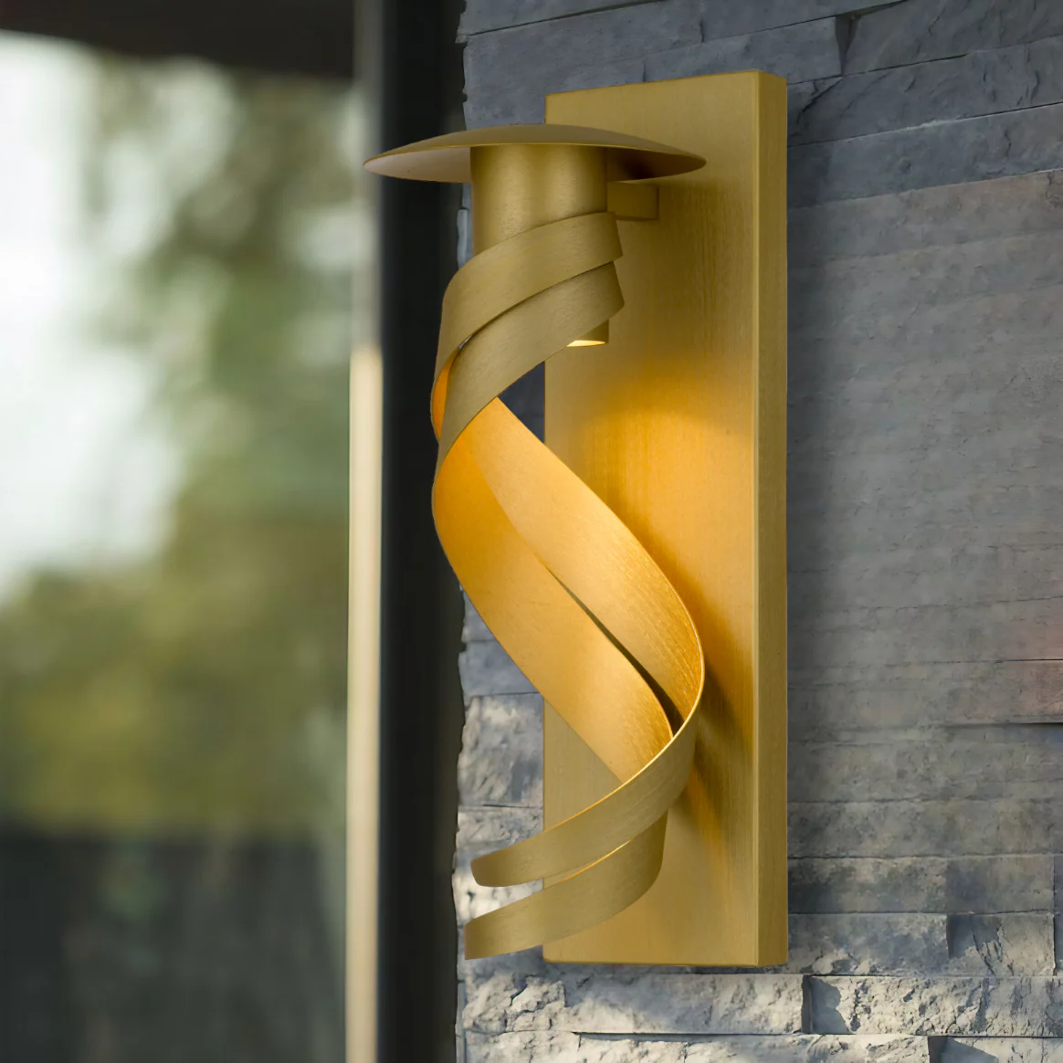 Telbix Tobera Exterior Wall Light Brass - Image 2