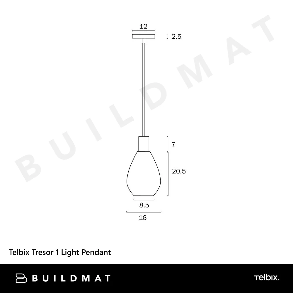 Telbix Tresor 1 Light Pendant Black Opal Matt - Image 5