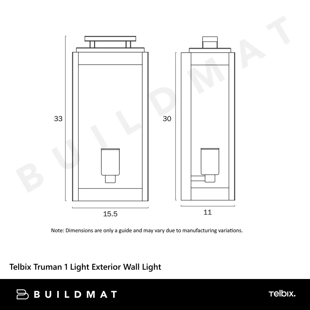 Telbix Truman 1 Light Exterior Wall Light Black - Image 6