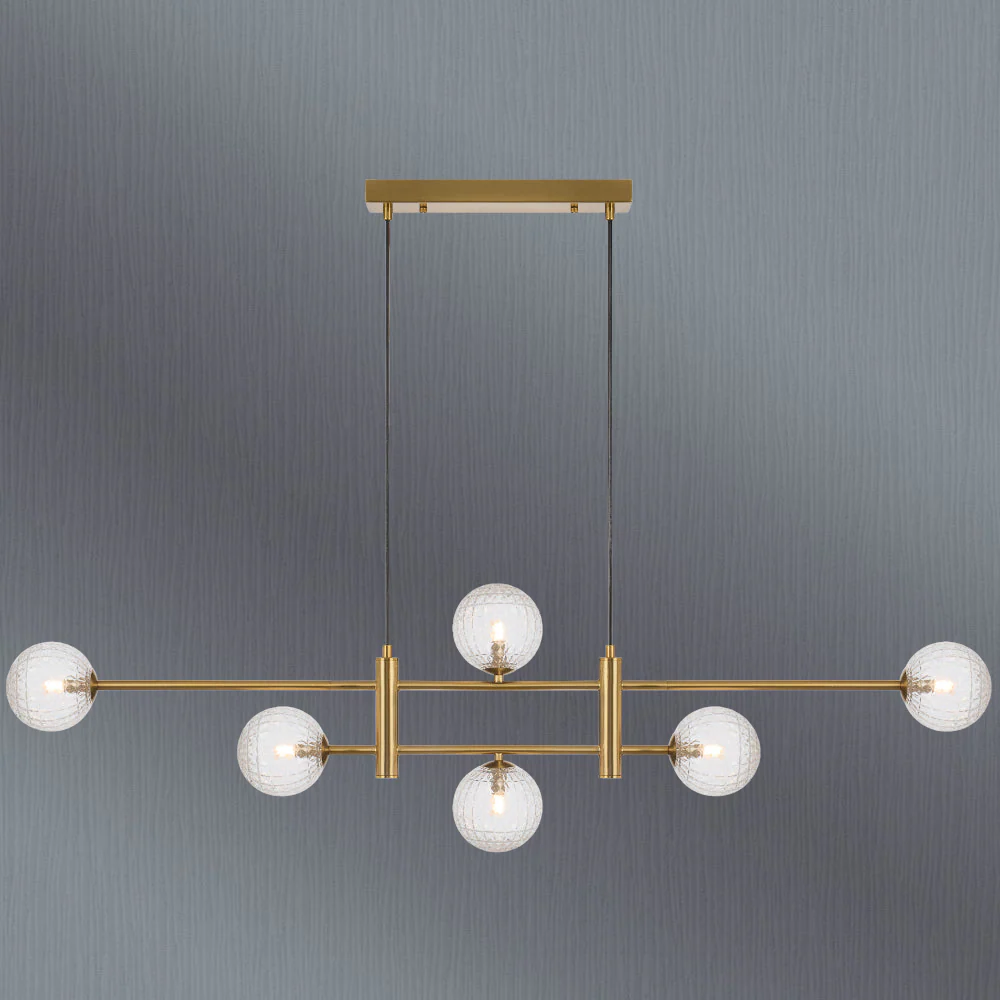 Telbix Tyson 6 Light Pendant Antique Gold Clear Prism - Image 2