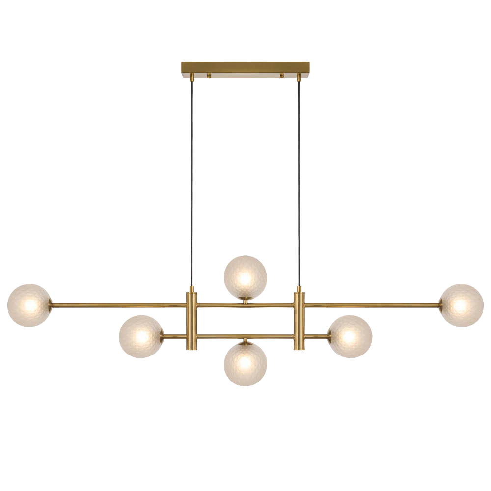 Telbix Tyson 6 Light Pendant Antique Gold Frost Tear - Image 3