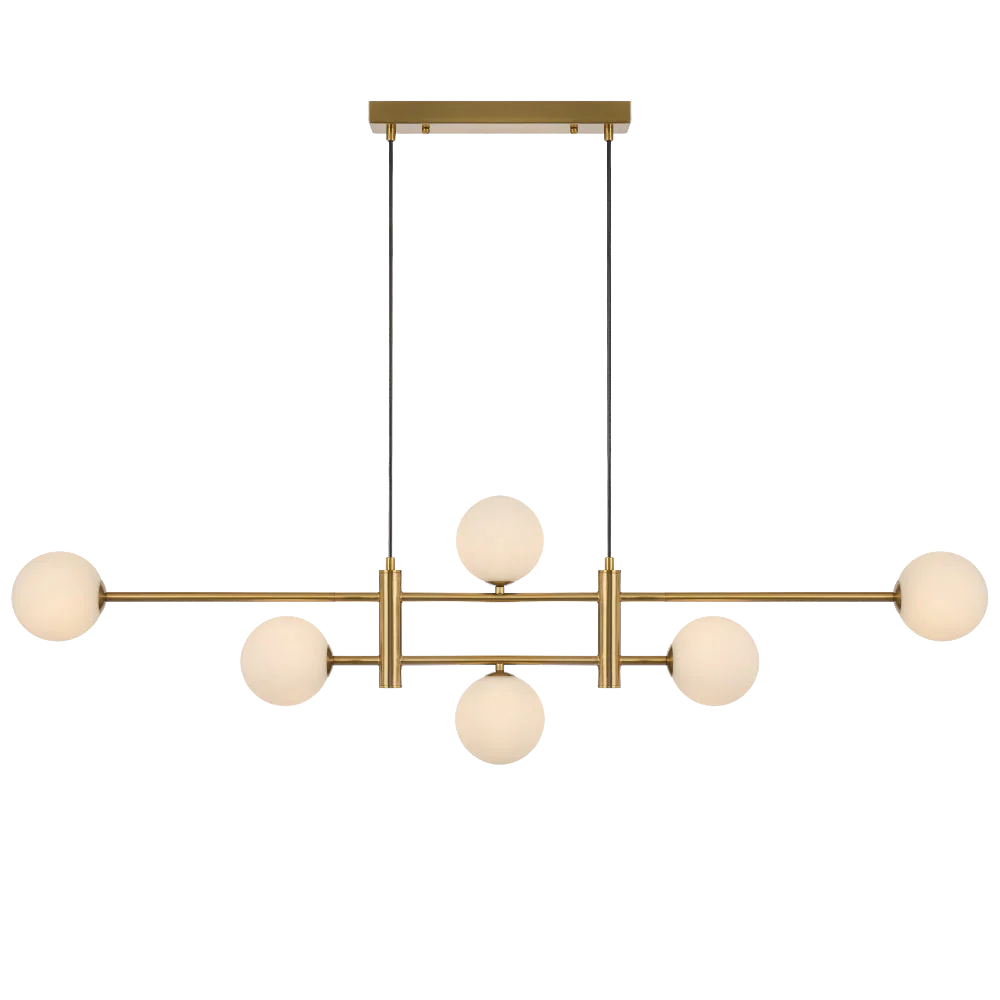 Telbix Tyson 6 Light Pendant Antique Gold Opal Matt