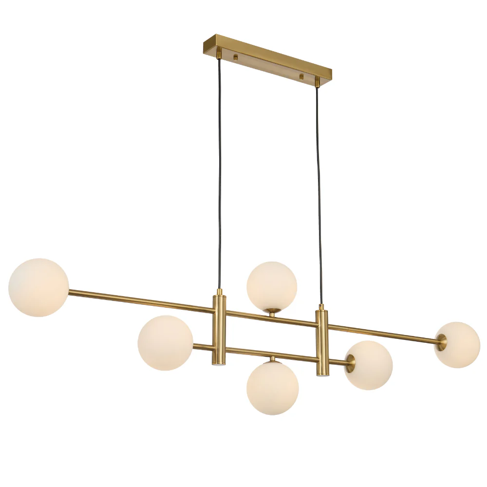 Telbix Tyson 6 Light Pendant Antique Gold Opal Matt - Image 4