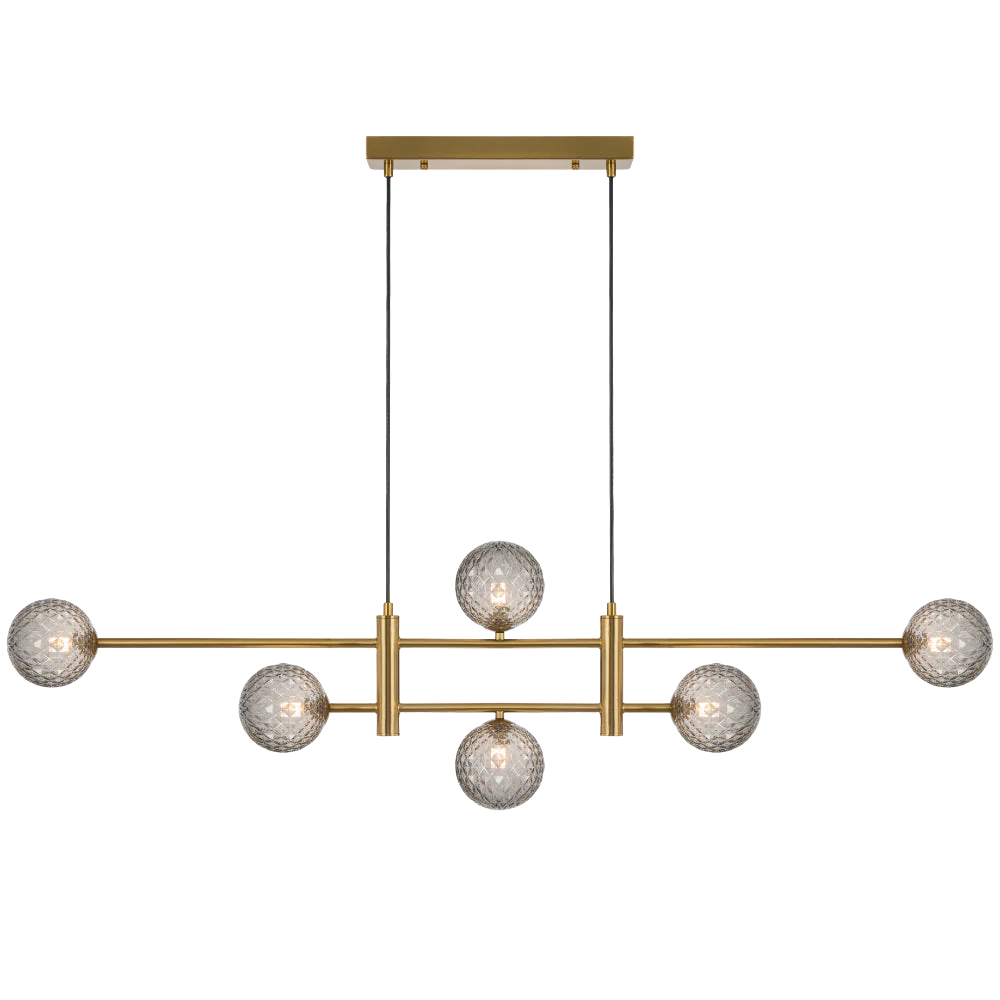 Telbix Tyson 6 Light Pendant Antique Gold Smoke Tear