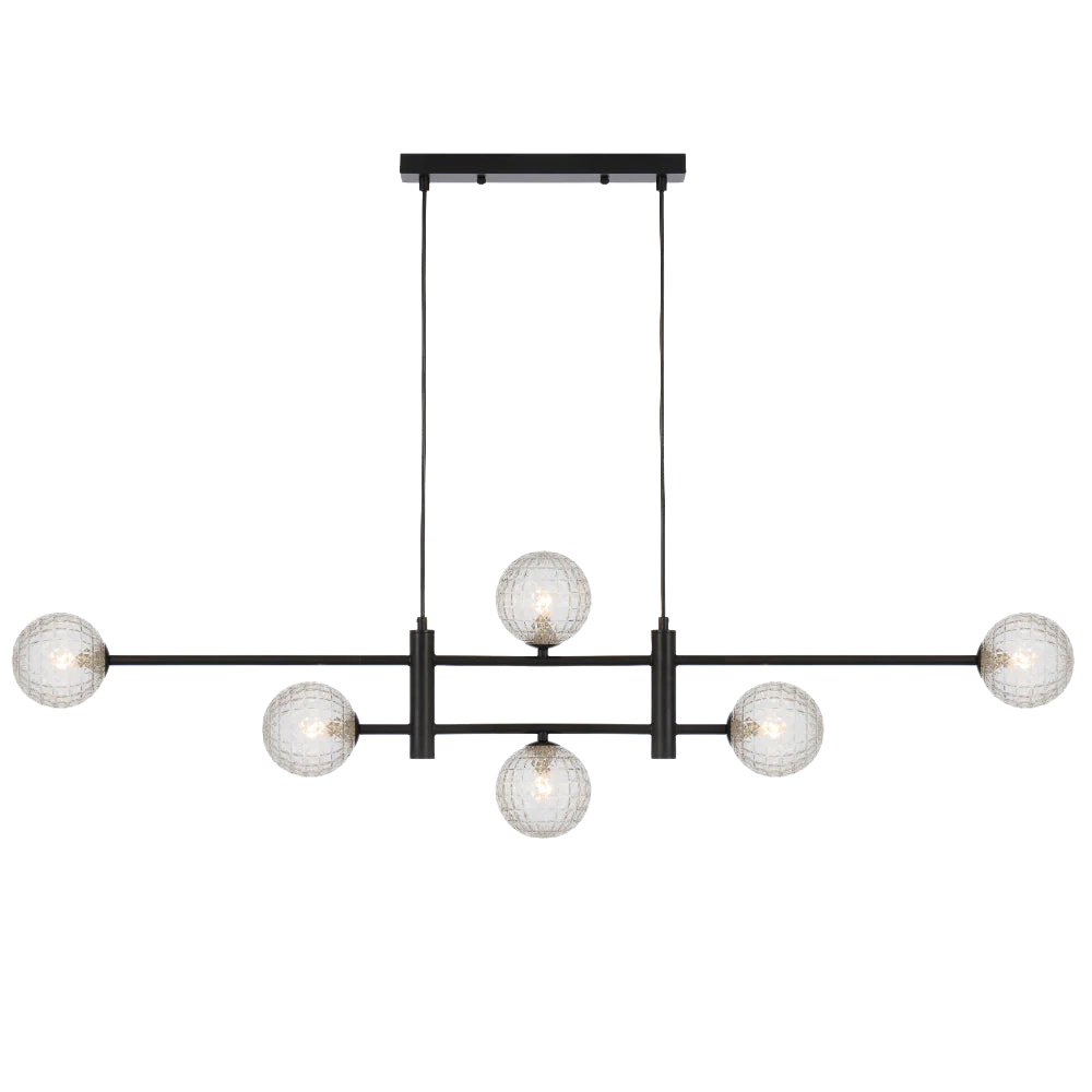 Telbix Tyson 6 Light Pendant Black Clear Prism