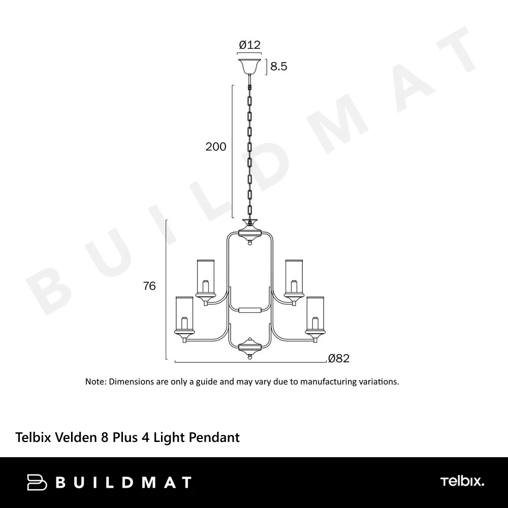 Telbix Velden 8 Plus 4 Light Pendant Copper - Image 6