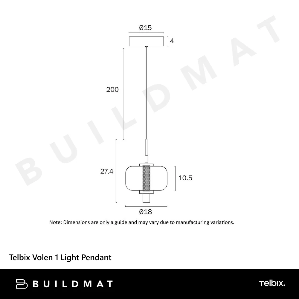 Telbix Volen 1 Light Pendant Black - Image 8