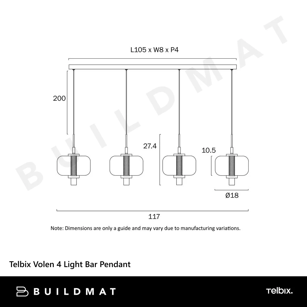 Telbix Volen 4 Light Bar Pendant Black - Image 8