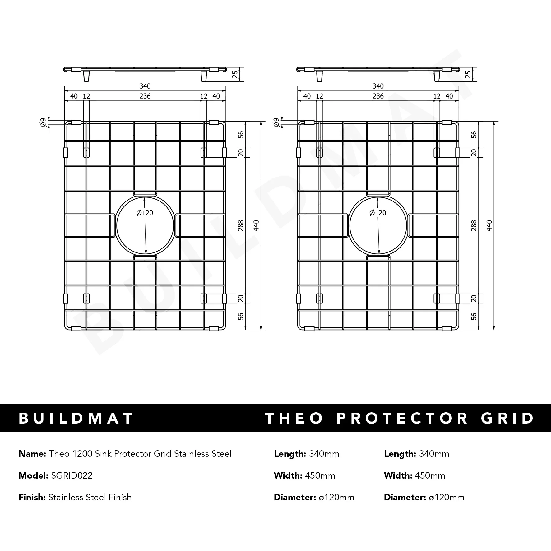 Alma Theo 1200 Double Sink Protector Grid - Image 4
