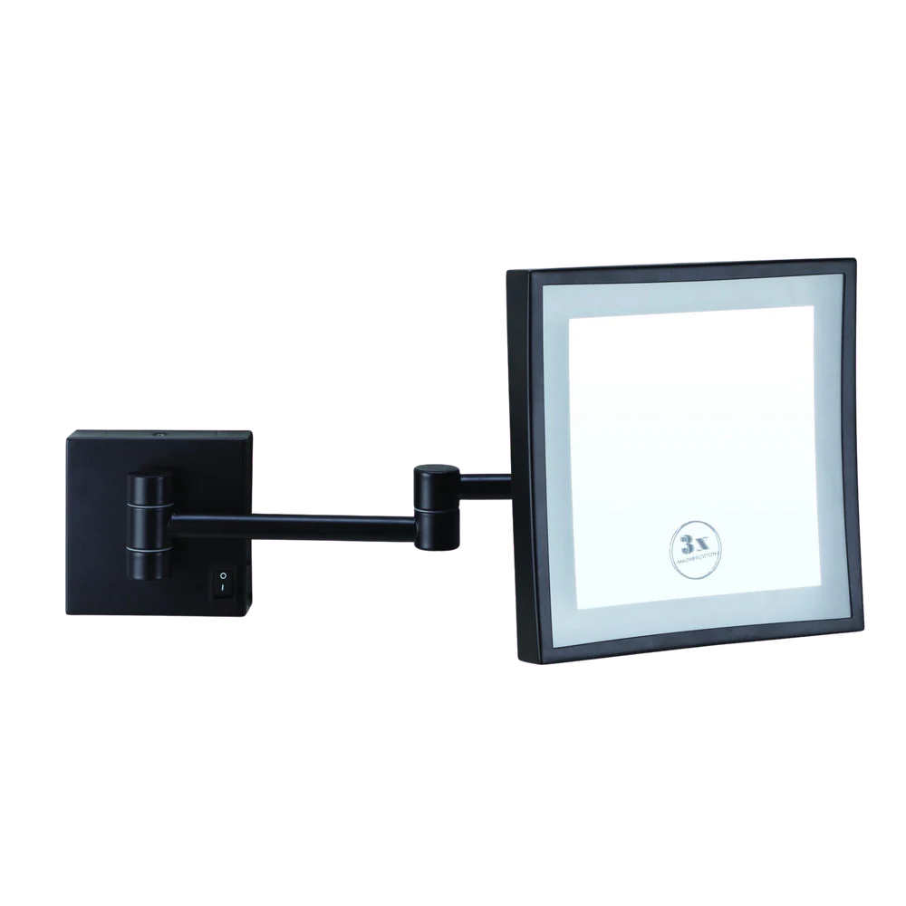 Thermogroup Ablaze 3x Magnification Wall Mounted Shaving Mirror 200mm Square Black